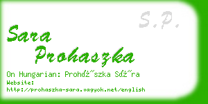 sara prohaszka business card